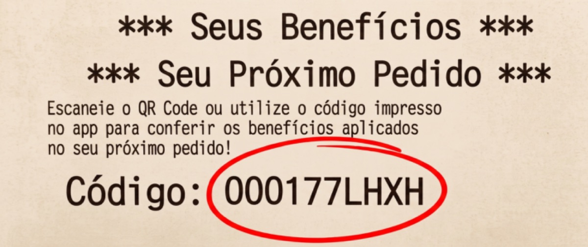 Exemplo de nota com o código de benefícios circulado